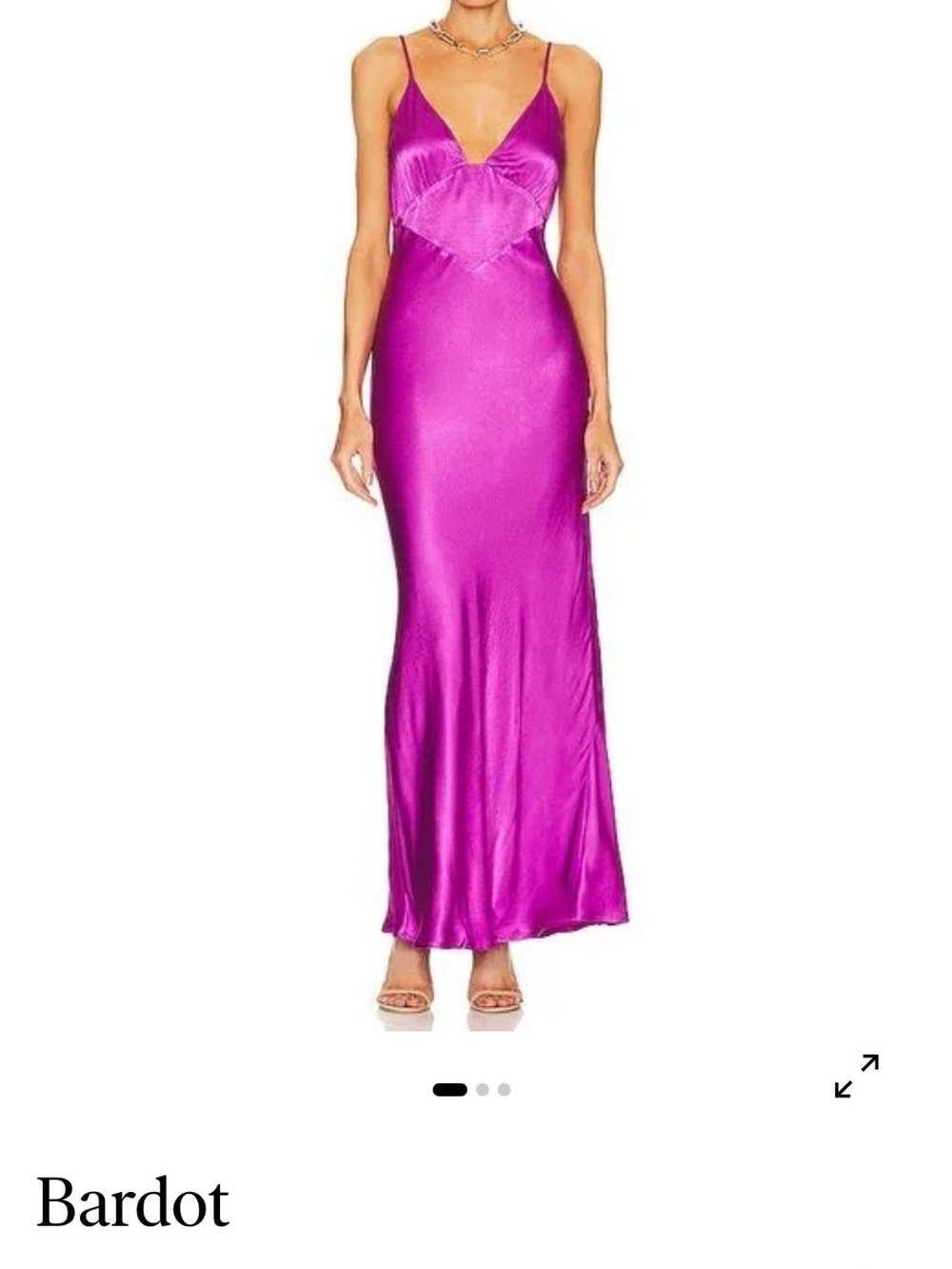 Bardot Magenta Satin Slip Maxi Dress